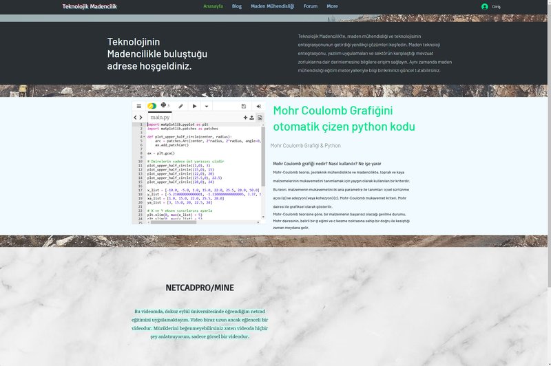 Teknolojik Madencilik Web Sitesi