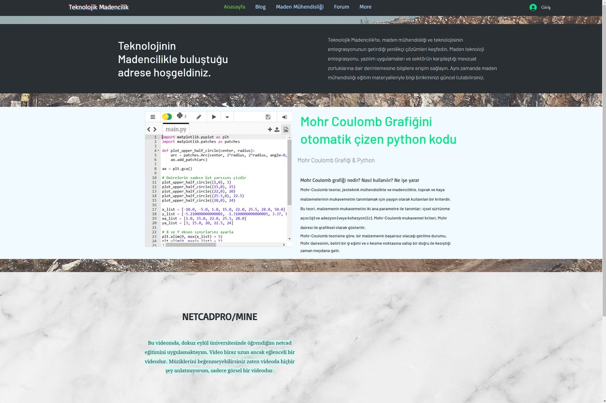 Teknolojik Madencilik Web Sitesi